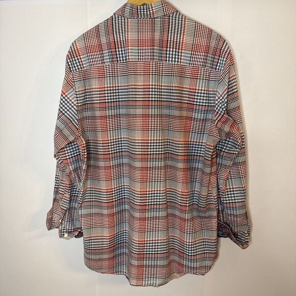 Tallia Men Button Up Shirt L 16.5 Plaid Floral Long Sleeve Colorful Spring Corp - Picture 8 of 11